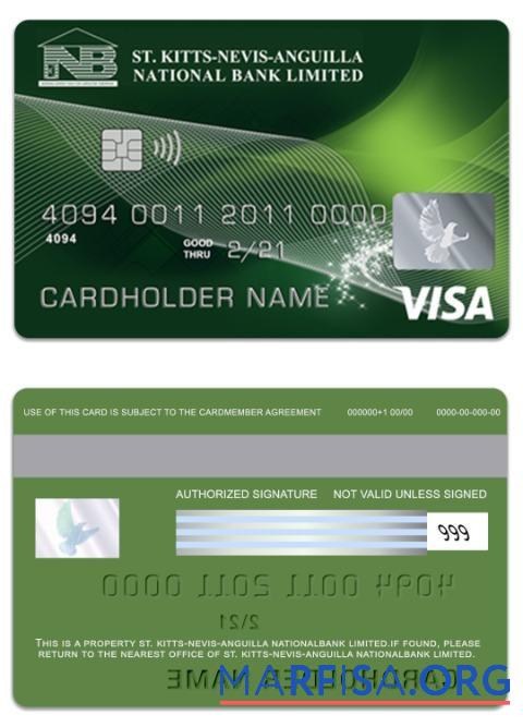 Blank Saint Kitts and Nevis National Bank Limited visa debit card example